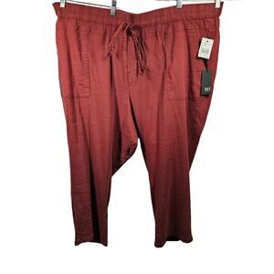 Kut from the Kloth Linen/Rayon/Spandex Cropped Pants in Cinnamon NWT Size 3X
